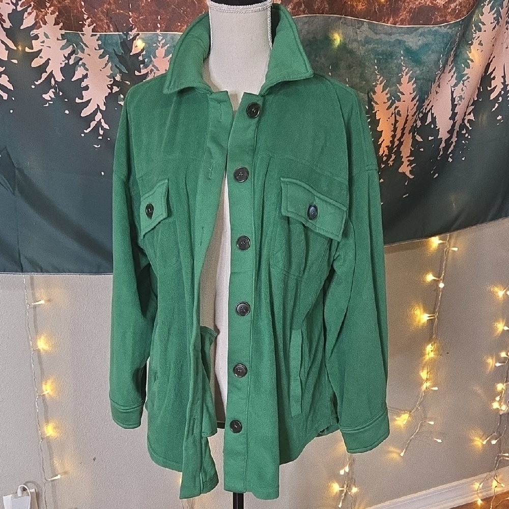 Lovelyn First Love Oversized Kelly Green Soft Shacket Size S